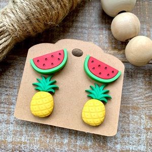 A Set of Plastic Summer Fruit Earrings